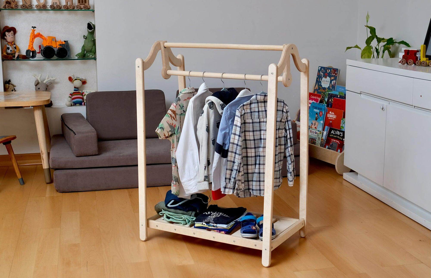 Montessori Wooden Kids Clothing Rack-1