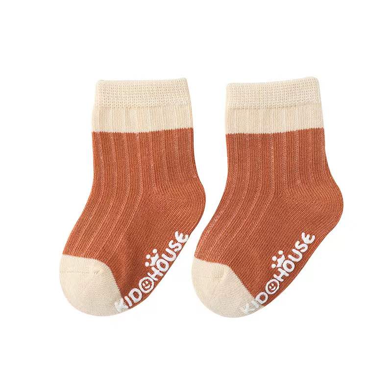 Baby Two Colors Contrast Boneless Bottom Dispensing Socks 1 Lot = 5 Pairs-8