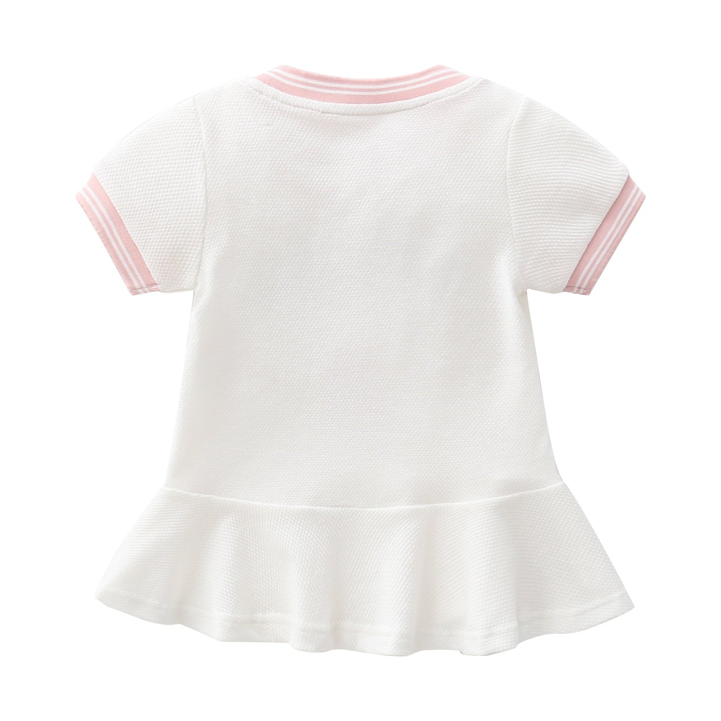 Baby Girl 1pcs Logo Graphic Graphic Side & Neck Striped Design Ruffle Hem Baseball Dress-1