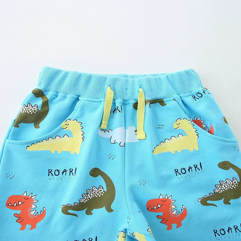 Summer Arrival Baby Kids Boys Cotton Casual Style Cartoon Dinosaurs Pattern Shorts-2