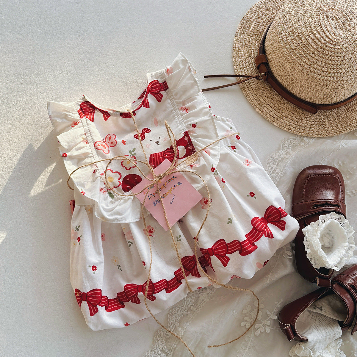 Summer Arrival Baby Kids Girls Sleeveless Rabbit Cartoon Pattern Dress-3