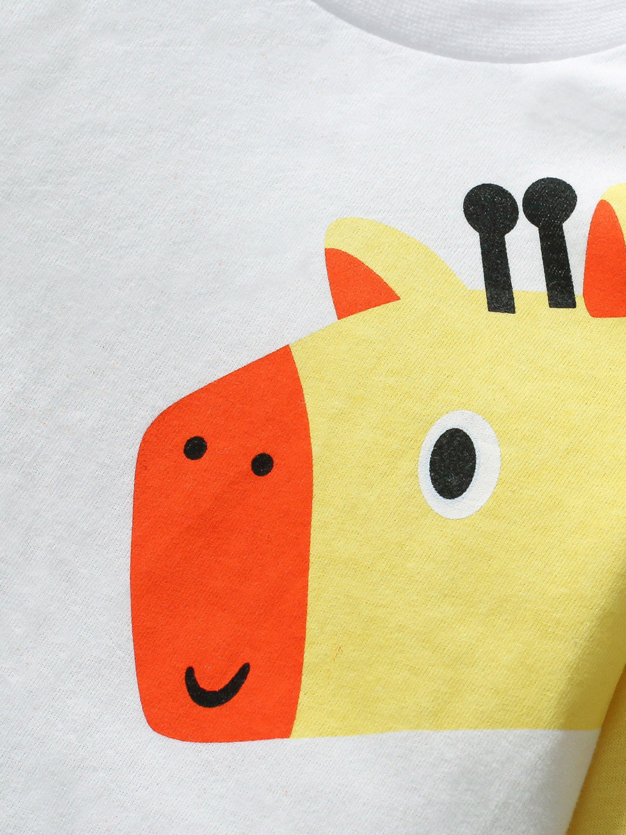 Kids’ Animals Cartoon Pattern Short Sleeves T-shirt in European and American Style for Summer-2