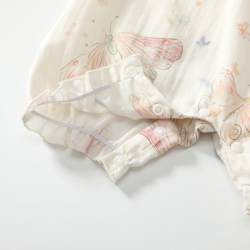 Summer Arrival Fly Sleeves Butterfly Pattern Square Neck Rompers for Stylish Girls-2