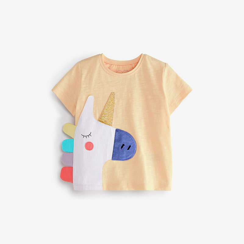 Kids’ Cartoon Bee Pattern Short Sleeves T-shirt in European and American Style for Summer-2