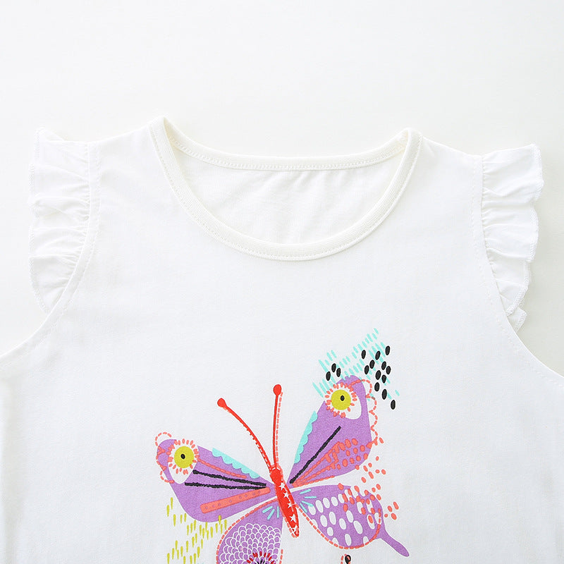 Summer Baby Kids Cute Butterfly Pattern Vest and Shorts Clothing Set for Girls-2