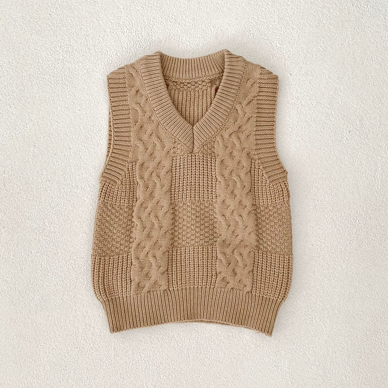 Autumn Arrival Baby Unisex Comfortable Jacquard Pattern Knitted Sleeveless Vest-2