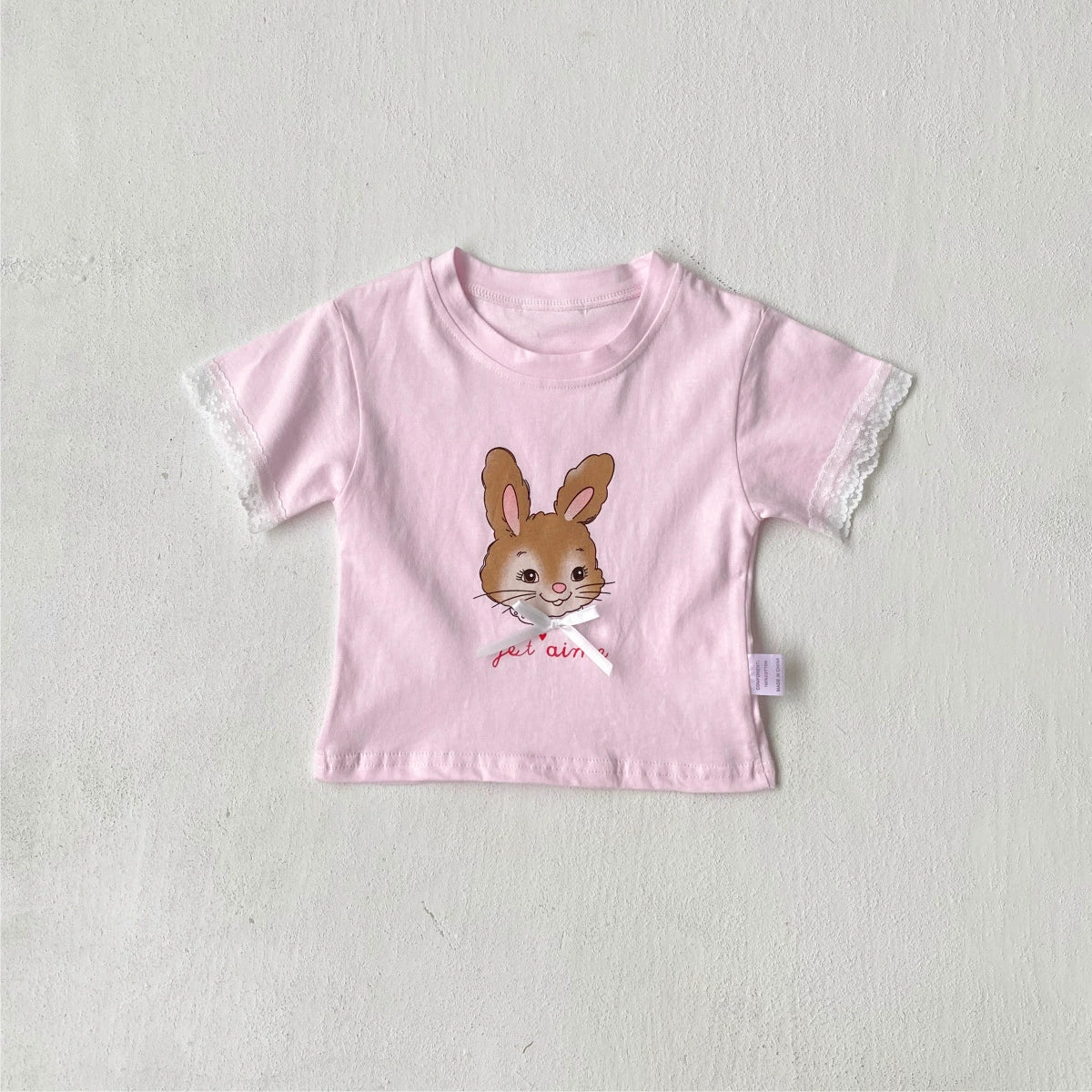 Summer Hot Selling Baby Kids Girls Short Sleeves Cartoon Rabbit Pattern T-shirt-3
