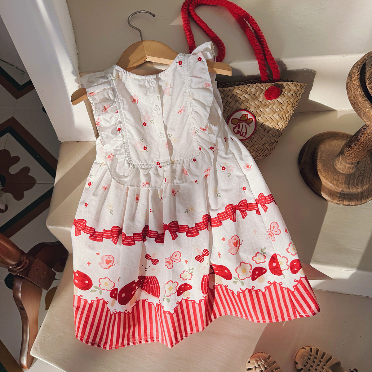 Summer Arrival Baby Kids Girls Sleeveless Rabbit Cartoon Pattern Dress-1