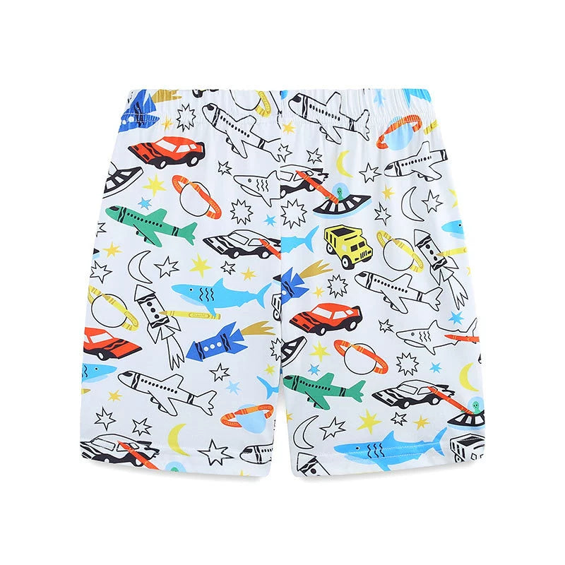 Summer Baby Kids Animals and Cars Cartoon Pattern T-shirt and Shorts Casual Clothing Set for Boys-3