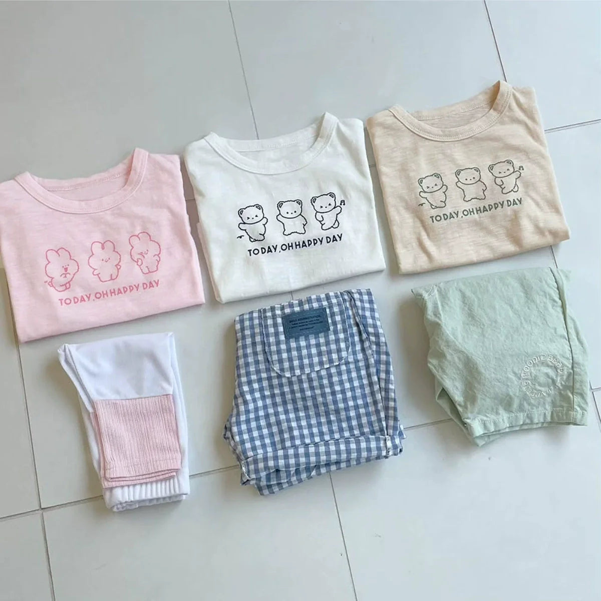Summer Hot Selling Baby Kids Unisex Short Sleeves Cartoon Rabbit Pattern T-shirt-2