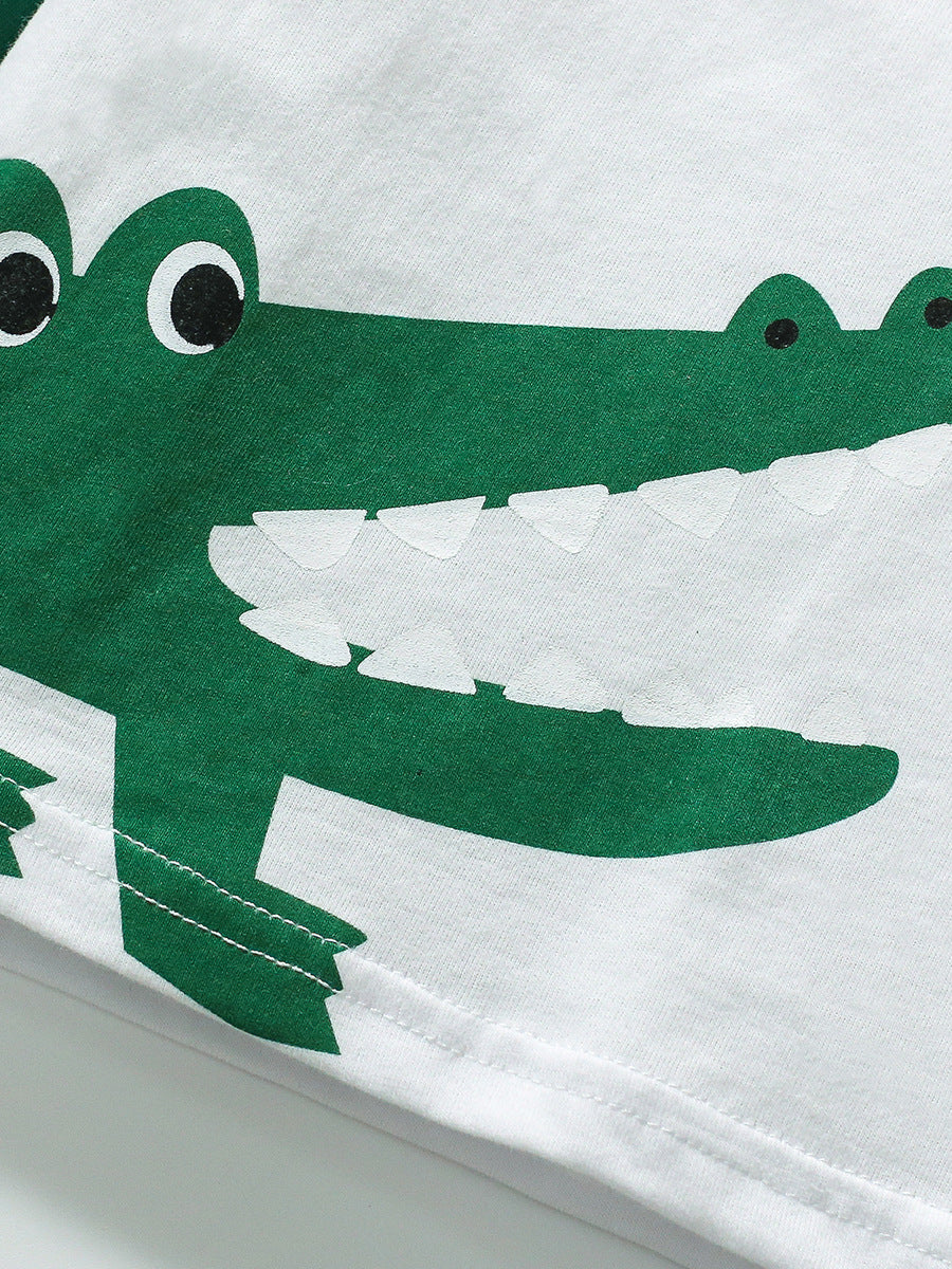 Kids’ Animals Cartoon Pattern Short Sleeves T-shirt in European and American Style for Summer-3