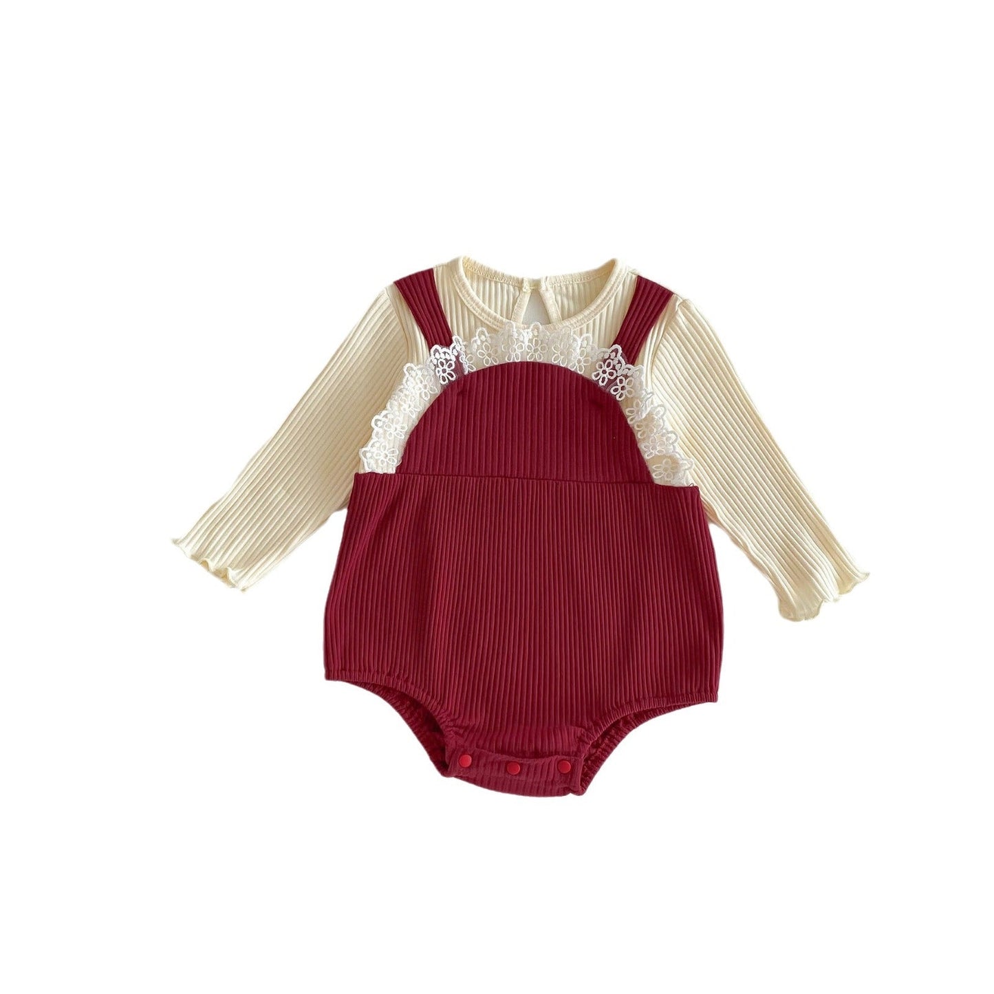 Spring New Arrival Baby Color Patchwork Long Sleeves Onesie For Girls-3