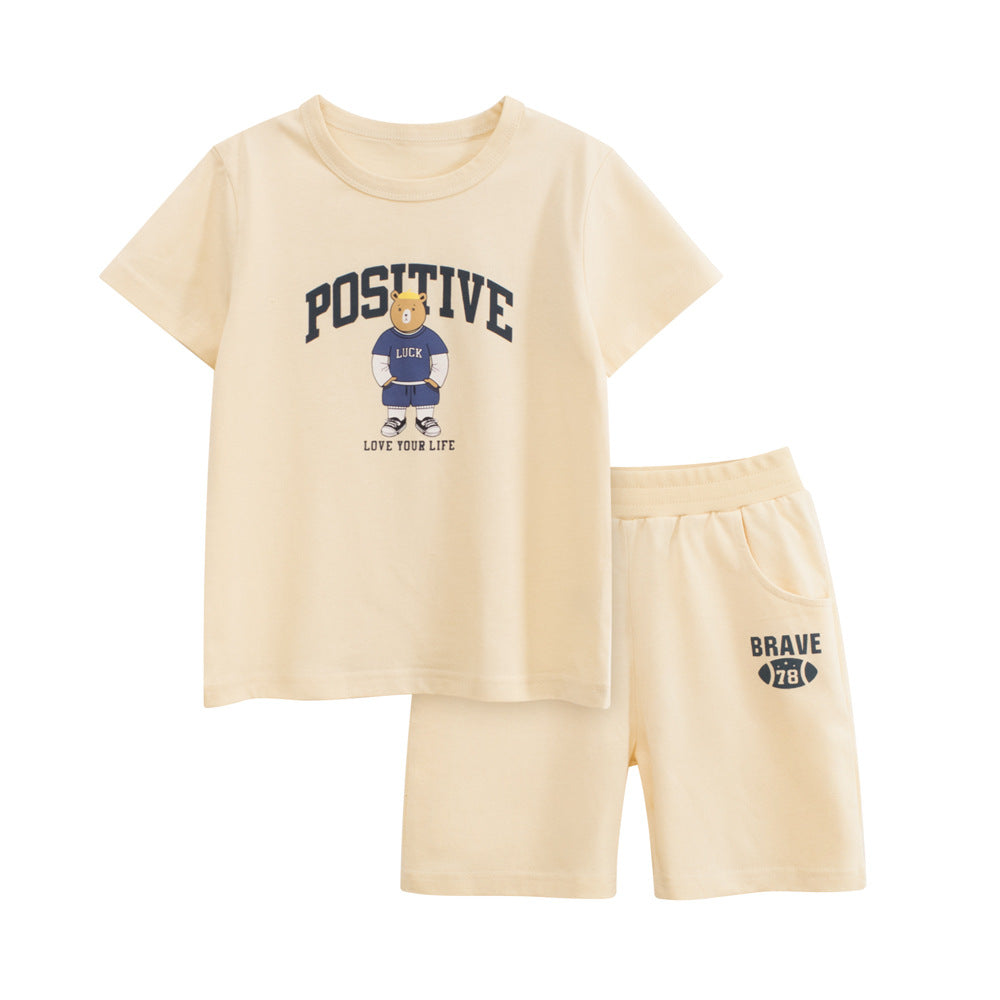Summer Baby Kids Boys Cartoon Pattern T-shirt and Shorts Clothing Set-2