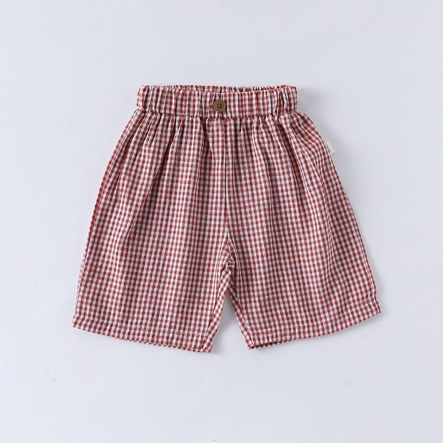 Summer Arrival Kids Unisex Cotton Casual Style Plaid or Striped Shorts-1