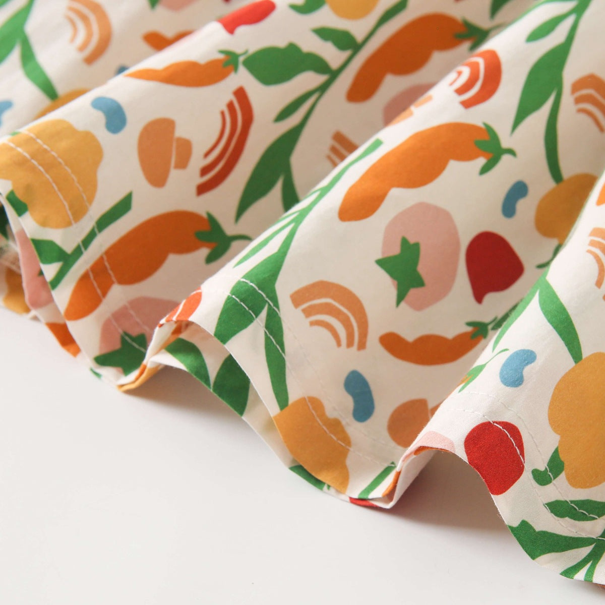 Summer New Arrival Baby Girls Casual Vegetable Print Short Sleeves V Neck Dress-3