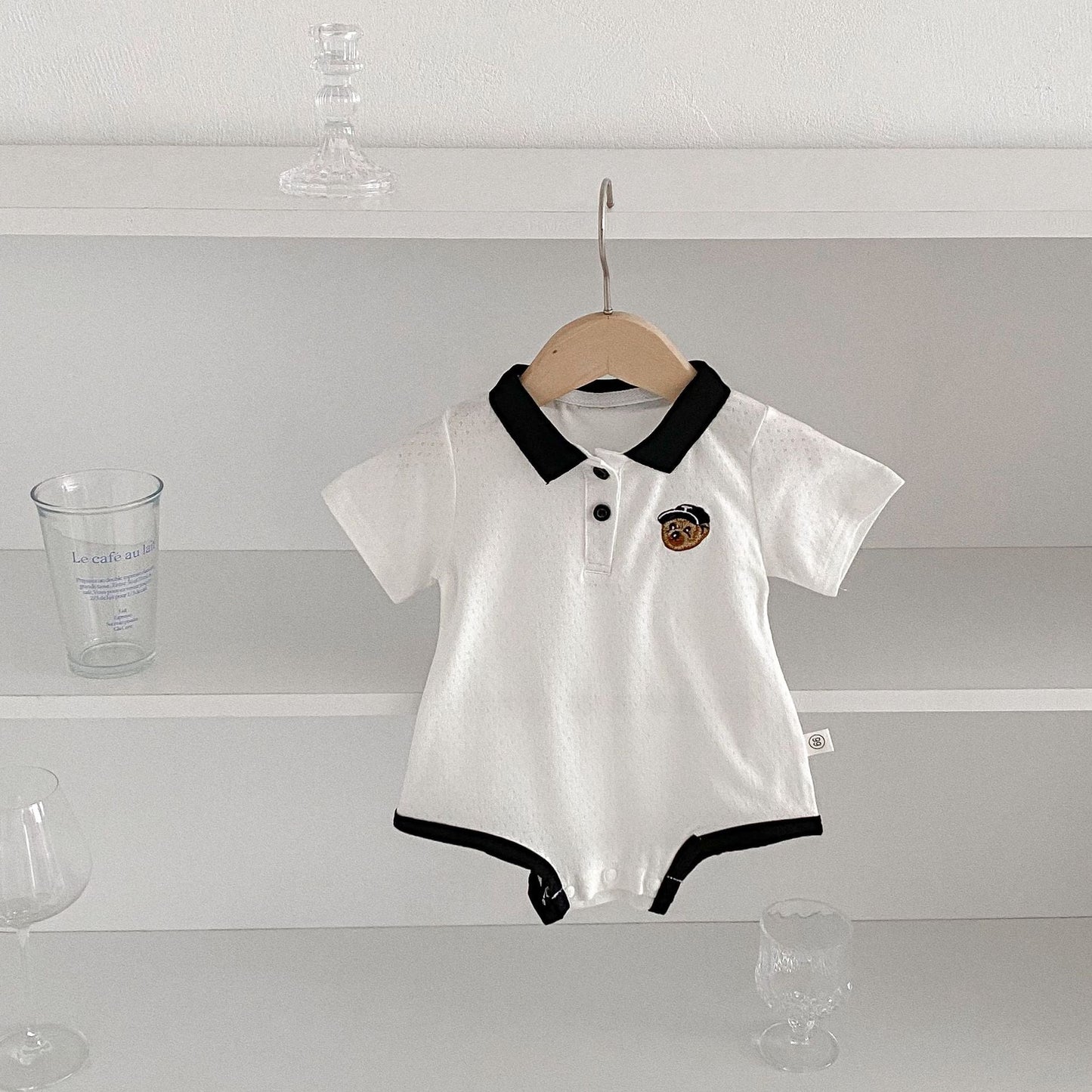Summer Arrival Baby Unisex Casual Striped/Color Patchwork Short Sleeves Onesies-2