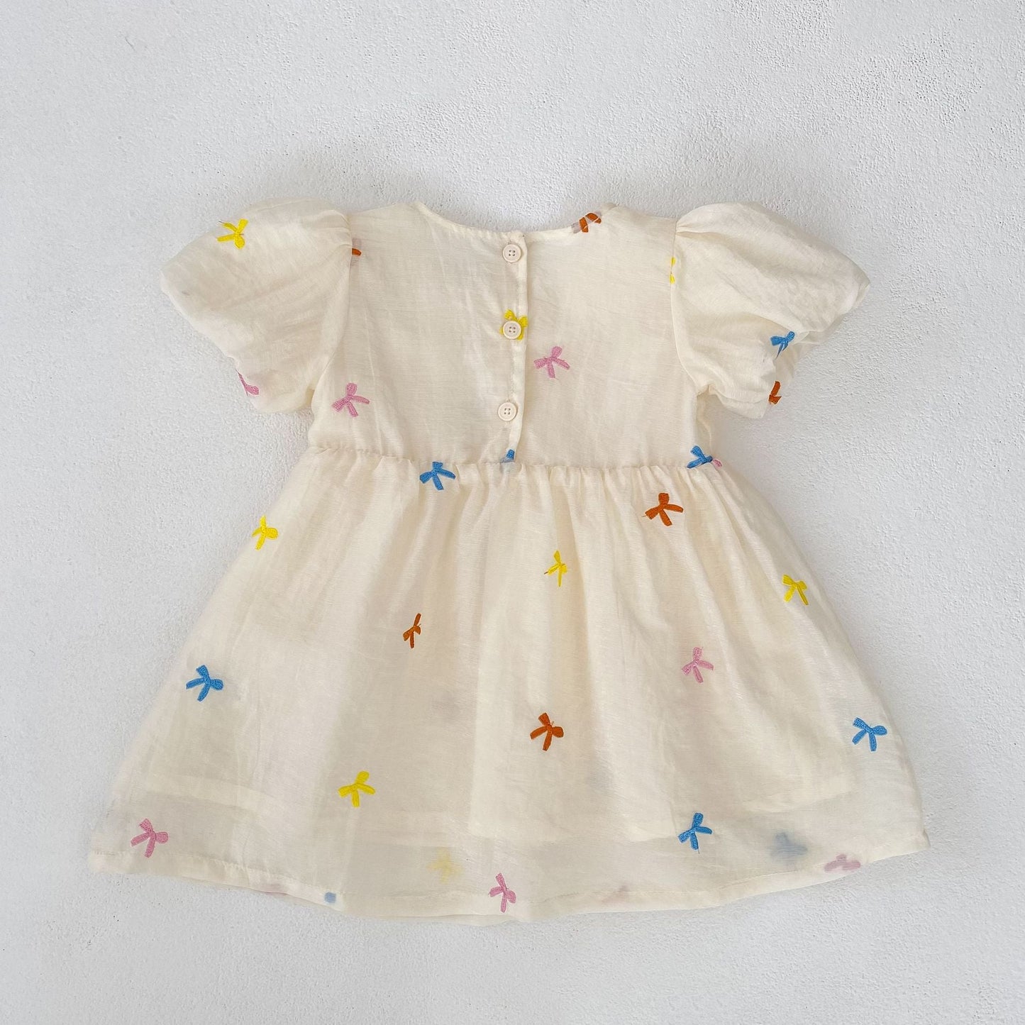 Arrival Summer Baby Kids Girls Butterfly Bows Pattern Short Sleeves Crew Neck Onesies and Girls’ Dress – Princess Sister Matching-4