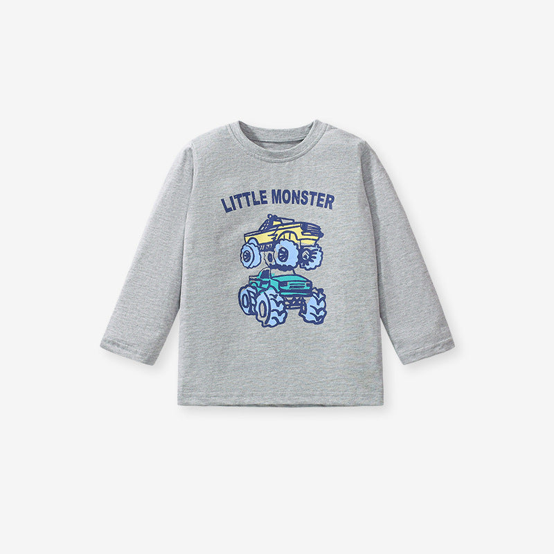 Arrival Autumn Kids’ Vehicles Cartoon Pattern Long Sleeves T-Shirt In European And American Style For Summer-1