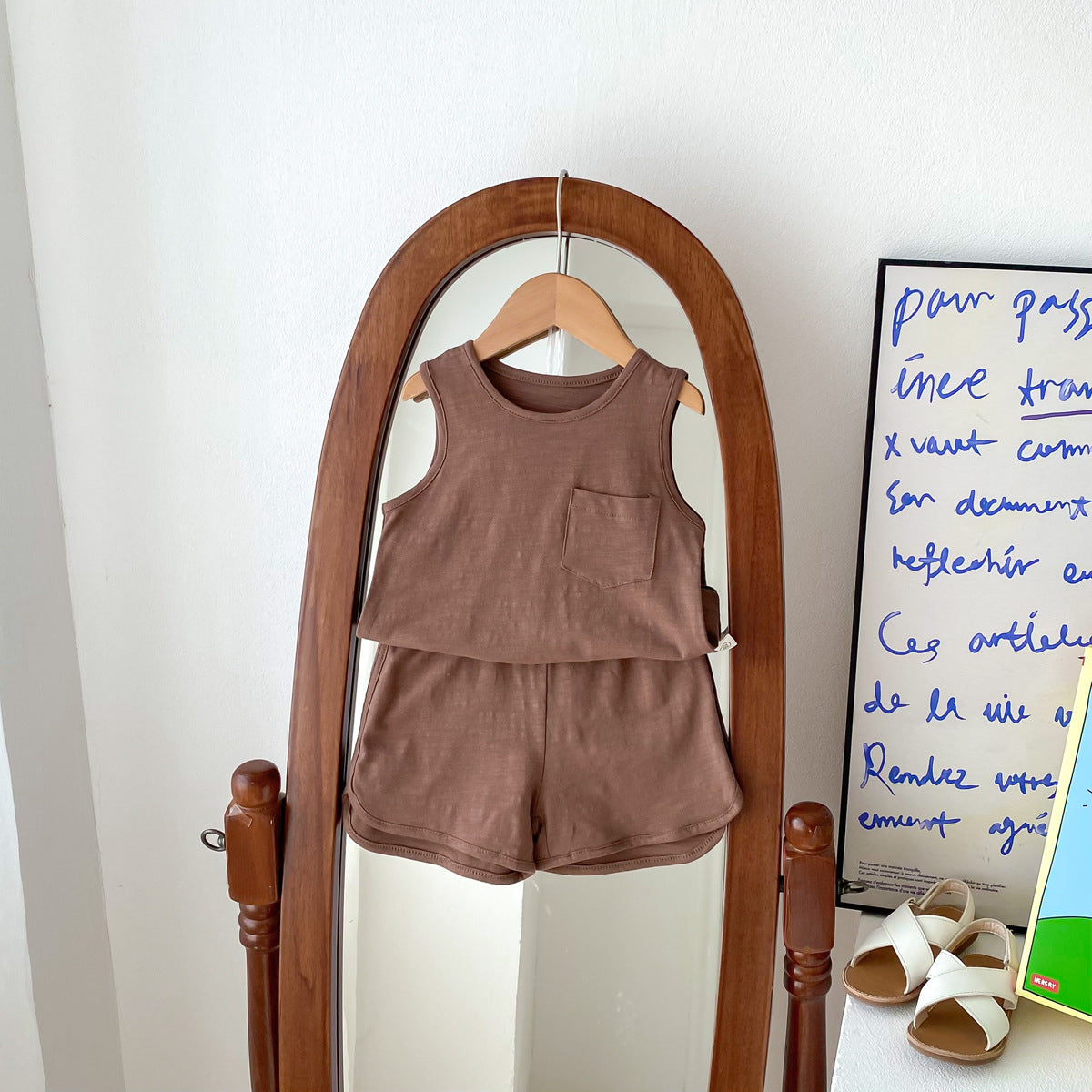 Spring Baby Kids Unisex Top Sleeveless Vest And Shorts Clothing Set-6