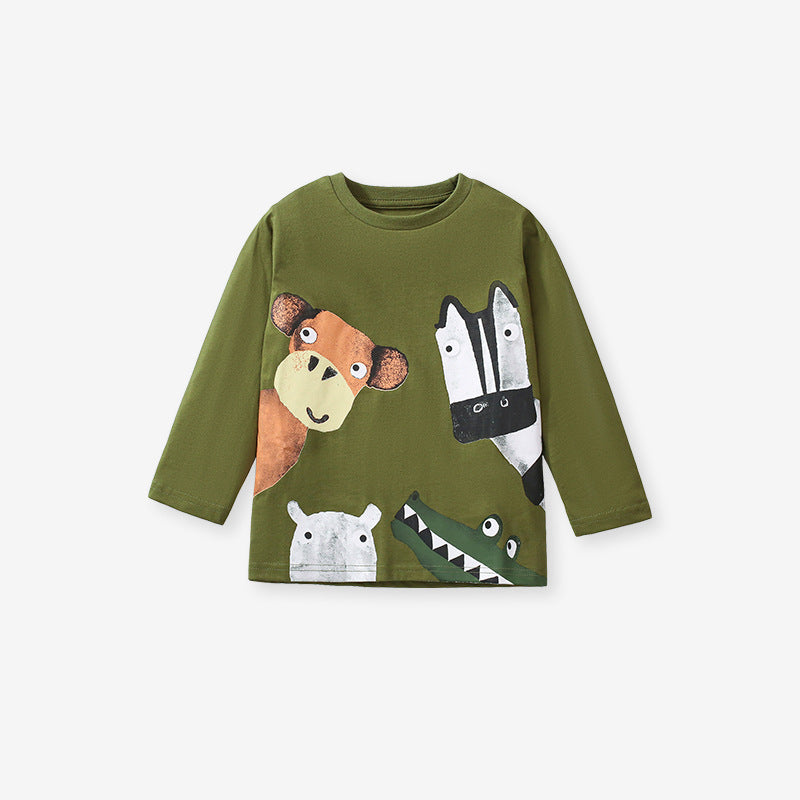 Arrival Autumn Kids’ Animals Cartoon Pattern Print Long Sleeves T-Shirt In European And American Style-4