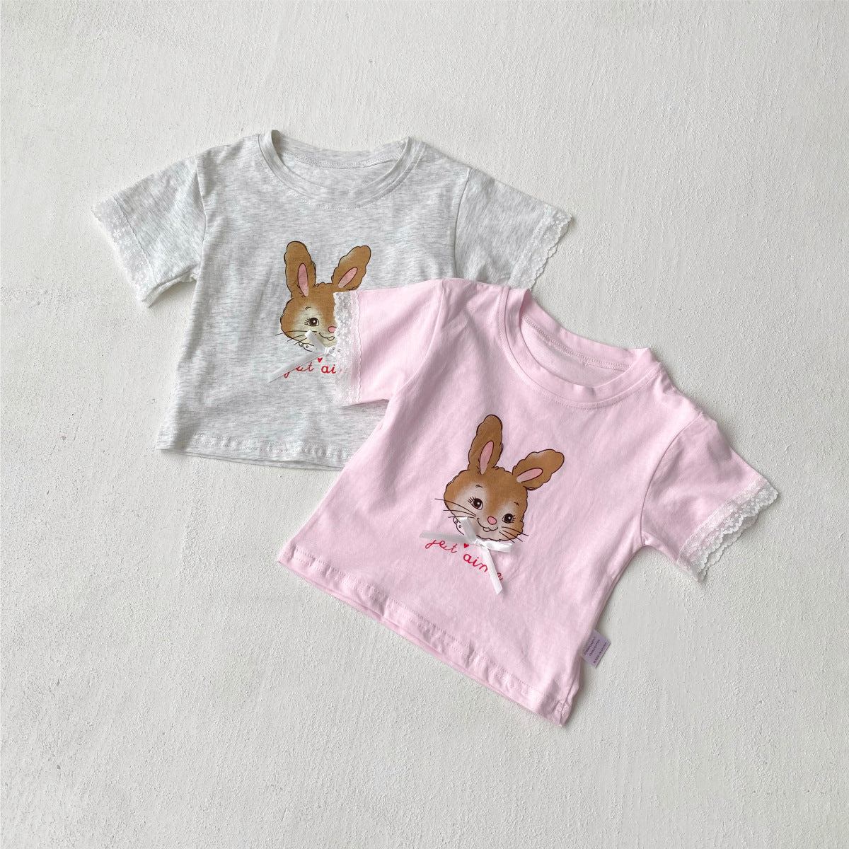 Summer Hot Selling Baby Kids Girls Short Sleeves Cartoon Rabbit Pattern T-shirt-0