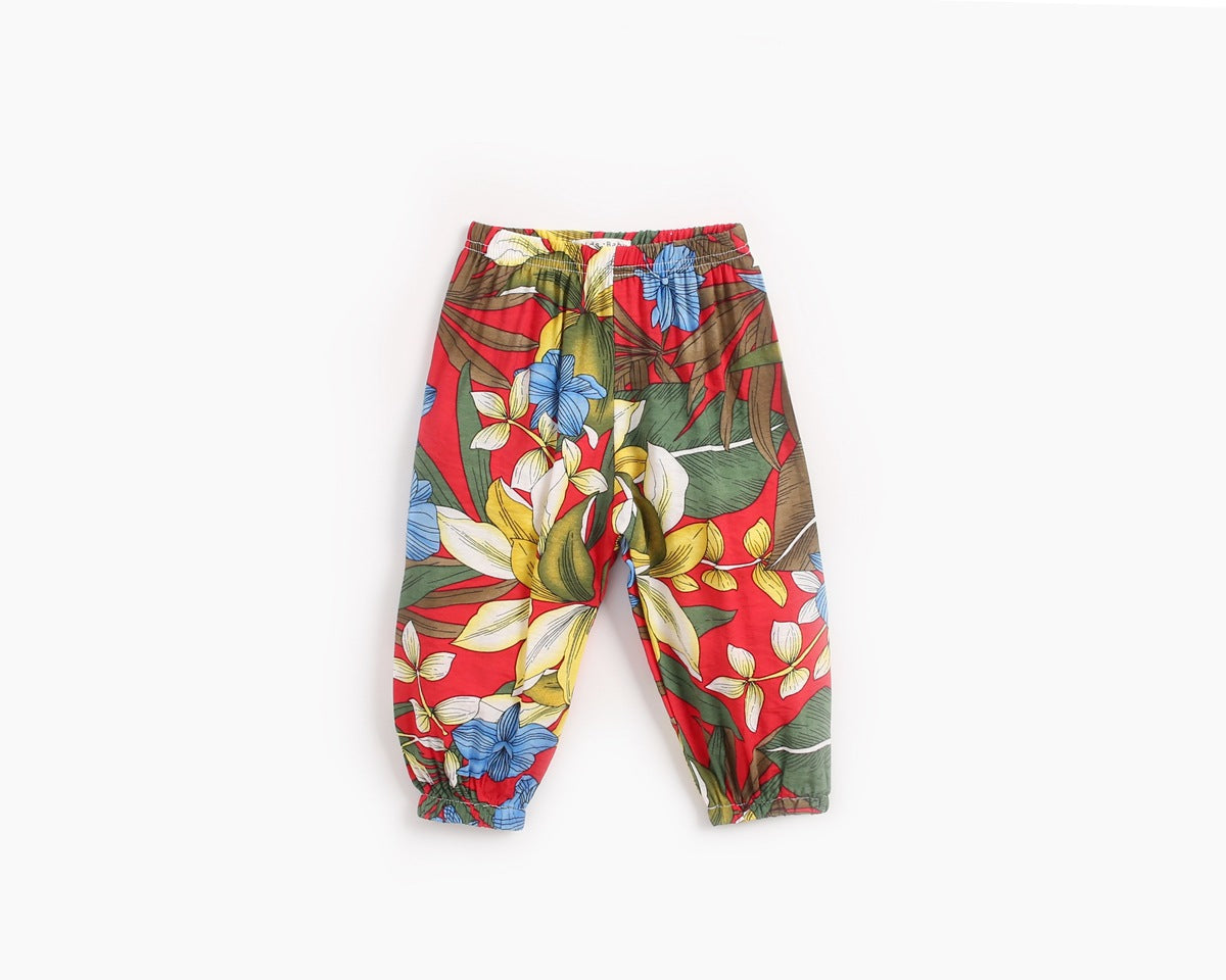 Baby Girl Floral Print Pattern Wide Leg Pants In Spring & Summer-7