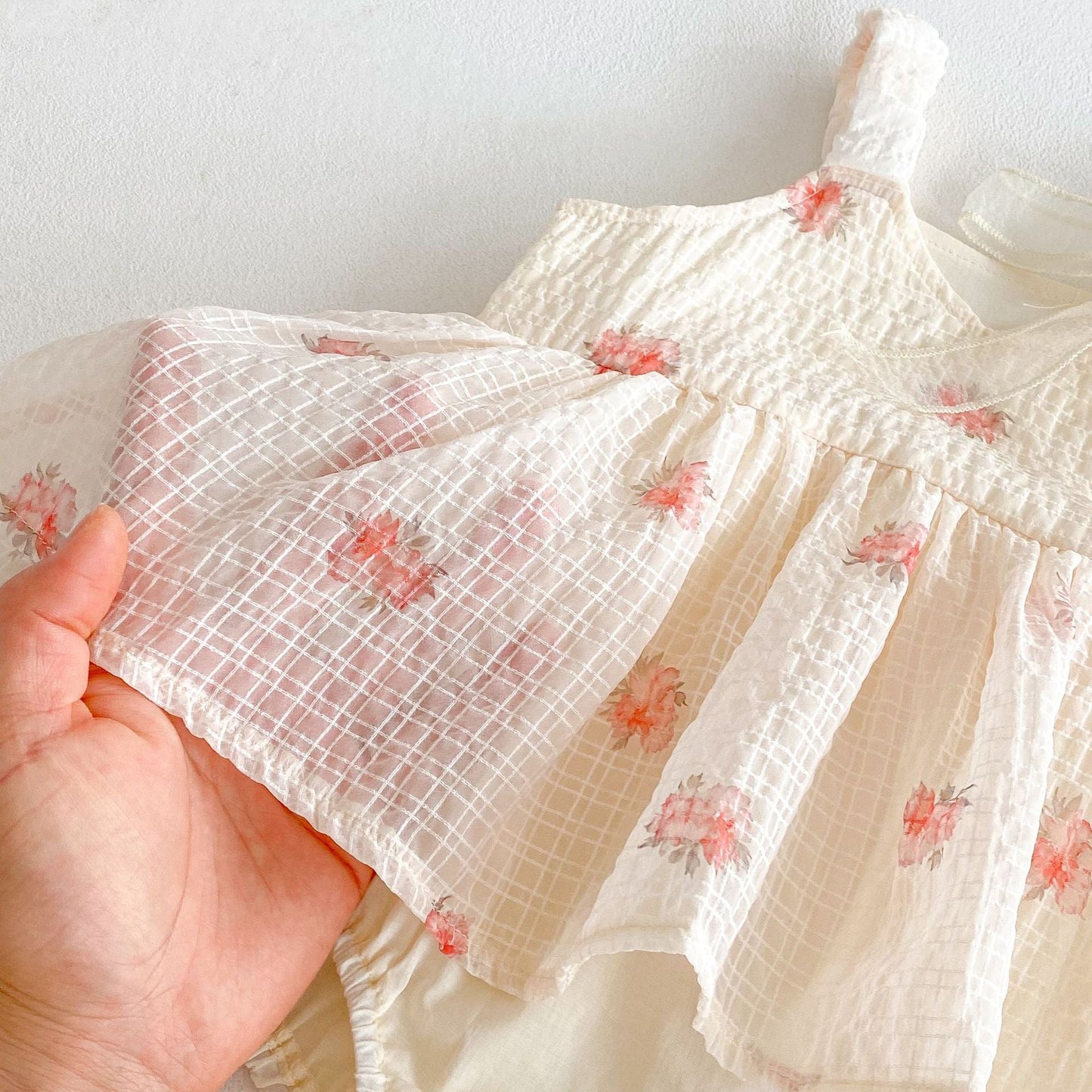 Summer Arrival Baby Girls Cute Sleeveless Plaid Dress Design Strap Onesies-4