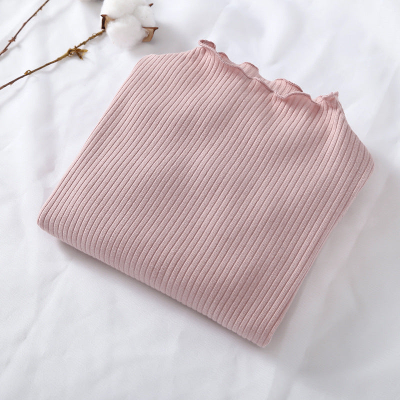Baby Solid Color Wooden Ear Design Long Sleeve Cheap Tops Shirt-7