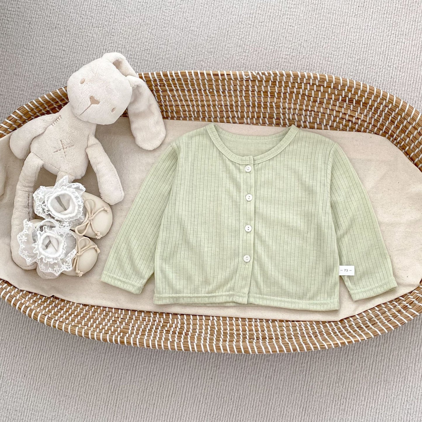 Summer Arrival Baby Girls Simple Long Sleeves Thin Knitted Top-4