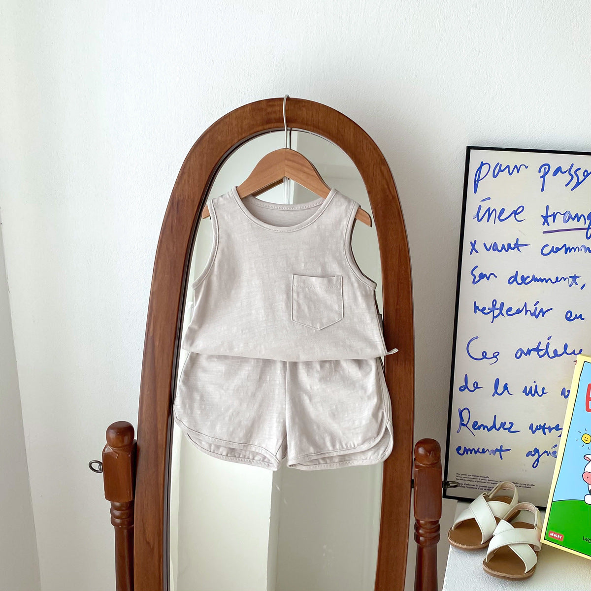 Spring Baby Kids Unisex Top Sleeveless Vest And Shorts Clothing Set-5