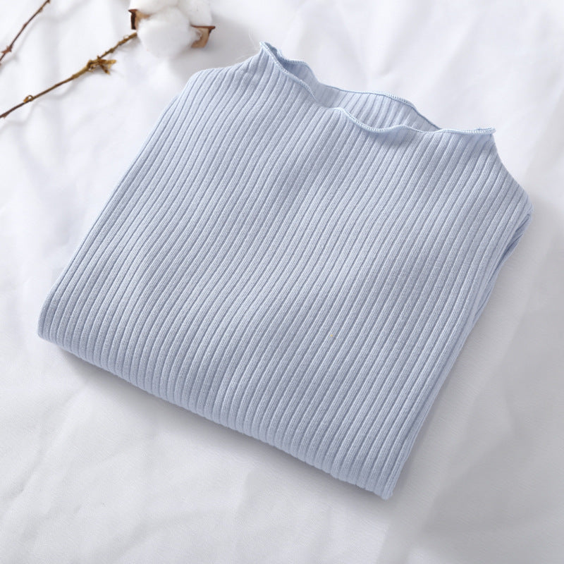 Baby Solid Color Wooden Ear Design Long Sleeve Cheap Tops Shirt-5