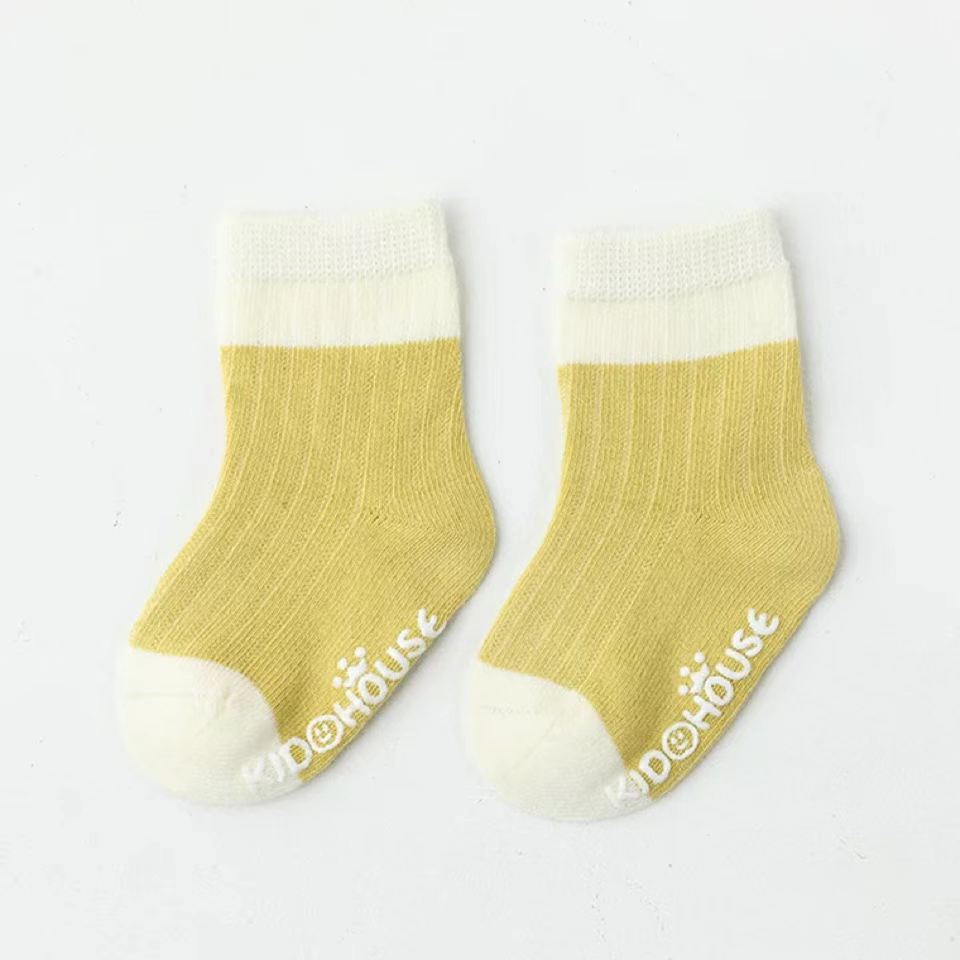 Baby Two Colors Contrast Boneless Bottom Dispensing Socks 1 Lot = 5 Pairs-7