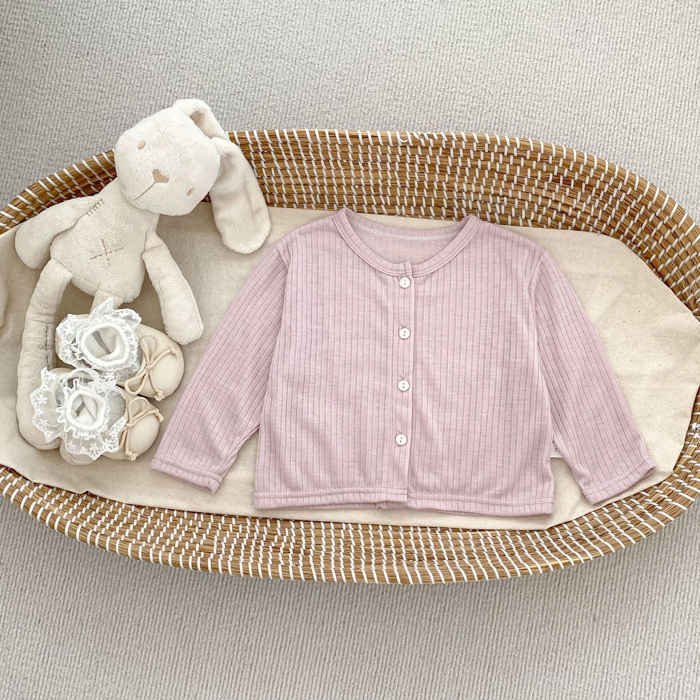 Summer Arrival Baby Girls Simple Long Sleeves Thin Knitted Top-2