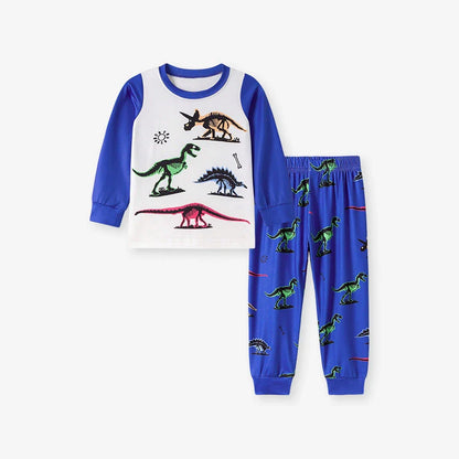 Dinosaur Kids Pajama Set – Long Sleeve Shirt and Pants, Cartoon Dino Design-0