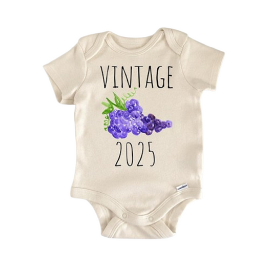 Grape Vintage Vineyard Wine - Baby Boy Girl Clothes Infant Bodysuit Funny Cute Newborn-0