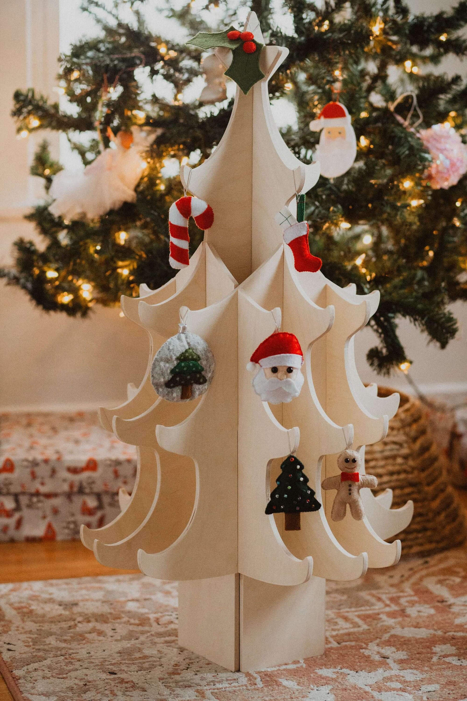 Montessori Wooden Christmas Tree & Felt Ornaments Set-1