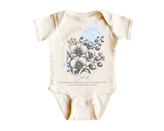 Aquarius Floral Celestial  - Baby Boy Girl Clothes Infant Bodysuit Funny Cute Newborn-0