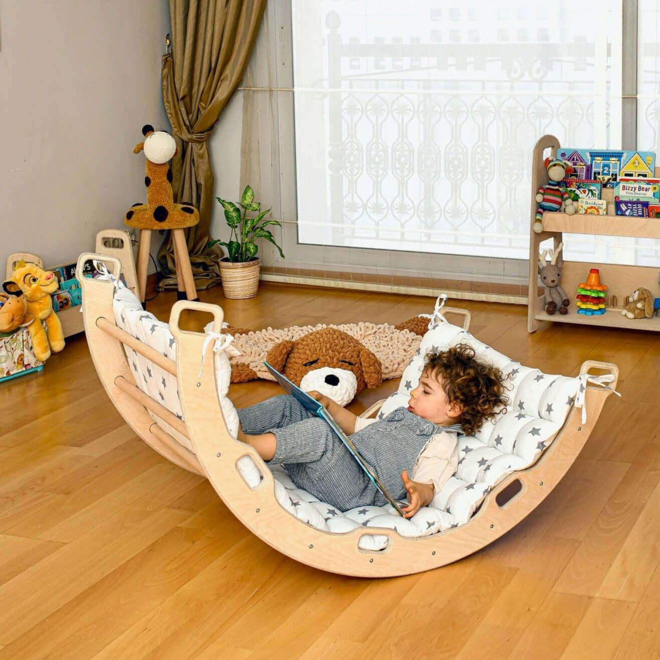 Climbing Triangle - Arch / Rocker - Star Pillow | Foldable Montessori Climbing Set-4