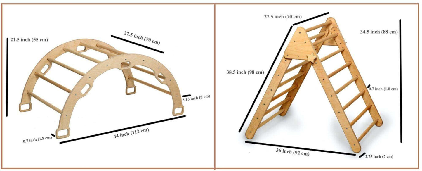 Climbing Triangle - Arch / Rocker with Jungle Pillow | Foldable Montessori Climbing Set-4