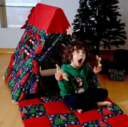 Climbing Triangle with Christmas Tent Cover, Mat, Ramp | Foldable Montessori Play Set-1