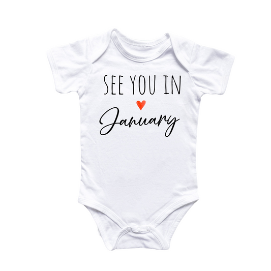 January Baby Announcement - Baby Boy Girl Clothes Infant Bodysuit Funny Cute Newborn-0