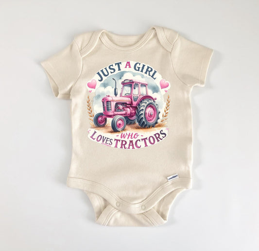 Just a Girl Tractor Farm - Baby Boy Girl Clothes Infant Bodysuit Funny Cute Newborn-0