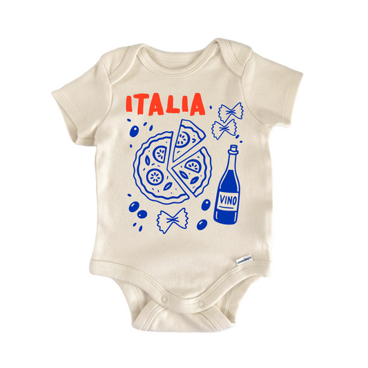Italian Italy Pizza Wine Pasta - Baby Bodysuit-0