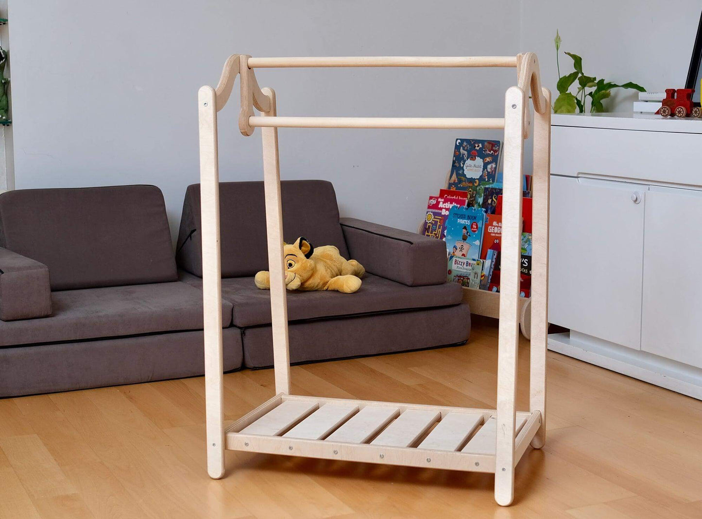 Montessori Wooden Wardrobe Set: Ideal Child Clothing Organizer-5