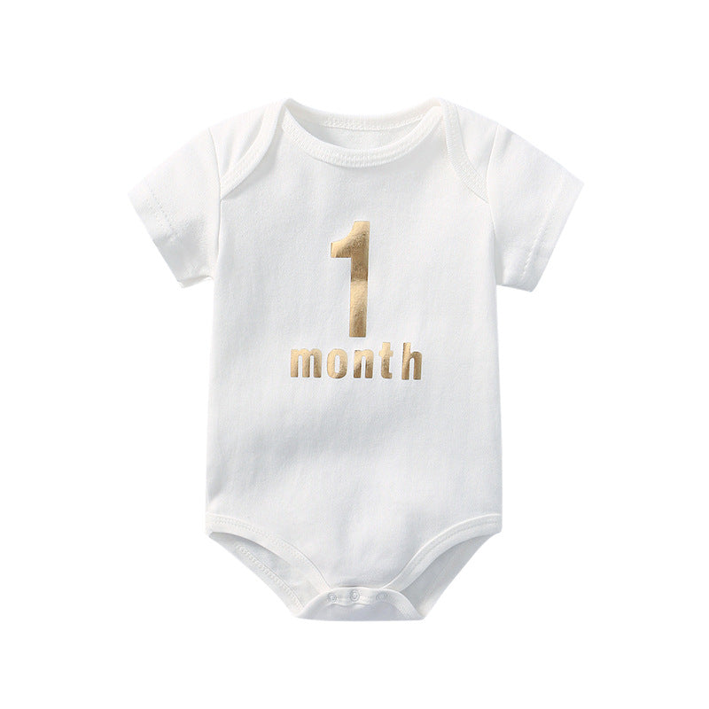 Baby Solid Color Printed Pattern Cute Triangle Onesies-7