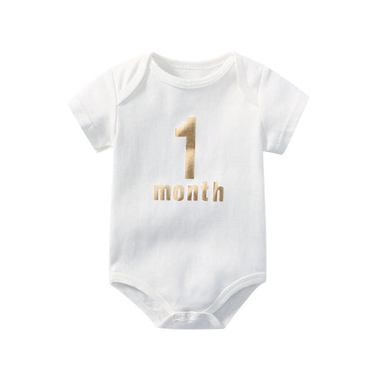 Baby Solid Color Printed Pattern Cute Triangle Onesies-7
