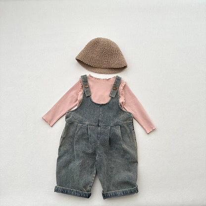Girls Tops Spring And Autumn New Style Children’s Solid Color Long-Sleeved T-Shirts For Girls With Ear-Shaped Inner Bottoming Shirts-9