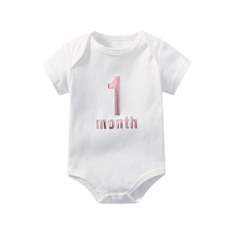 Baby Solid Color Printed Pattern Cute Triangle Onesies-9