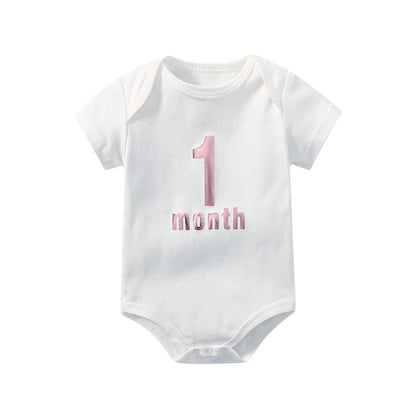 Baby Solid Color Printed Pattern Cute Triangle Onesies-9