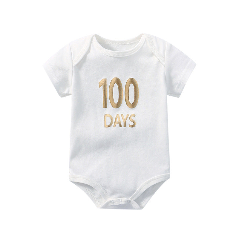 Baby Solid Color Printed Pattern Cute Triangle Onesies-6